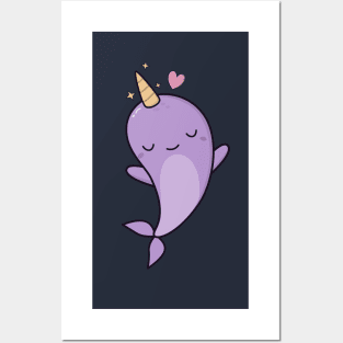 Cute Kawaii Narwhales love hearts Posters and Art